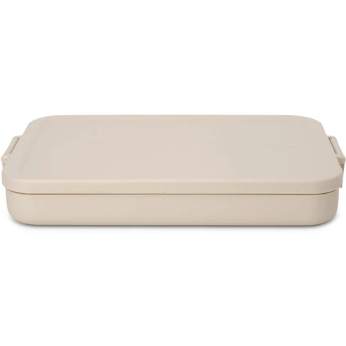 Brabantia Make & Take Flat Lunch Box lapos ételhordozó doboz, 1100 ml, bepattintós (clip-on) zárómechanizmus, BPA mentes műanyag, világos bézs - 241321