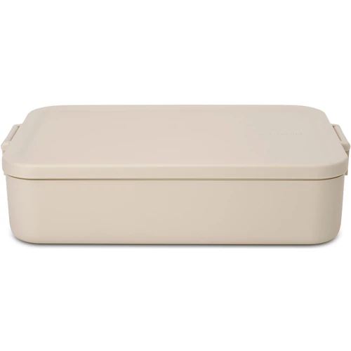 Brabantia Make & Take Lunch Box Bento nagy méretű ételhordozó doboz, 2000 ml, kivehető belső elválasztó rekeszek, bepattintós (clip-on) záródás, BPA mentes műanyag, világos bézs - 241369