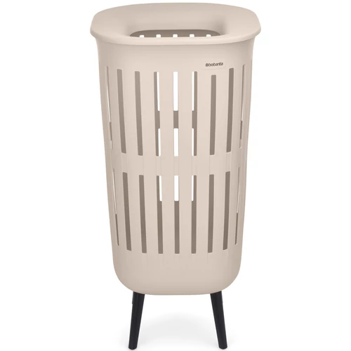 Brabantia Collect-It Laundry Basket Hi magasított szennyestartó kosár lábakon, levehető Quick-Drop fedővel, 55L, szellőző test, újrahasznosított műanyag, világos bézs - 244742
