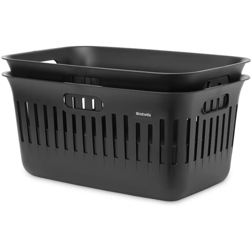 Brabantia Collect-It Laundry Basket 2db-os szennyeskosár szett, 2x40L, fogantyúkkal, szellőző nyílásokkal, újrahasznosított műanyag, fekete - 247446