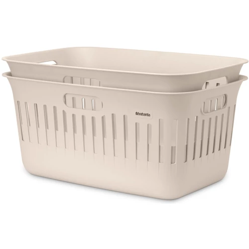 Brabantia Collect-It Laundry Basket 2db-os szennyeskosár szett, 2x40L, fogantyúkkal, szellőző nyílásokkal, újrahasznosított műanyag, világos bézs - 247781