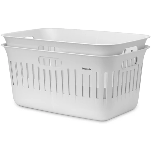 Brabantia Collect-It Laundry Basket 2db-os szennyeskosár szett, 2x40L, fogantyúkkal, szellőző nyílásokkal, újrahasznosított műanyag, fehér - 247828