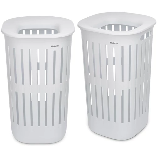 Brabantia Collect-It Laundry Basket Set of 2, magasított szennyestartó kosár szett levehető Quick-Drop fedővel, 2db-os, 55L, szellőző test, újrahasznosított műanyag, fehér - 247880