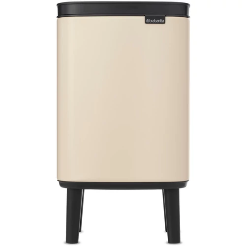 Brabantia Bo Waste Bin Hi hulladékgyűjtő felnyitható, Soft-Close fedéllel, magasított, lábakon álló, műanyag tartály, 4L - A méret, acél, világos bézs - 251627