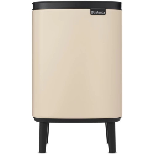 Brabantia Bo Waste Bin Hi hulladékgyűjtő felnyitható, Soft-Close fedéllel, magasított, lábakon álló, műanyag tartály, 7L - B méret, acél, világos bézs - 251641