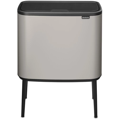 Brabantia Bo Touch Bin nyomófedeles hulladékgyűjtő, magasított, lábakon álló, műanyag tartály, 36L - R méret, acél, hamvasszürke - 254987