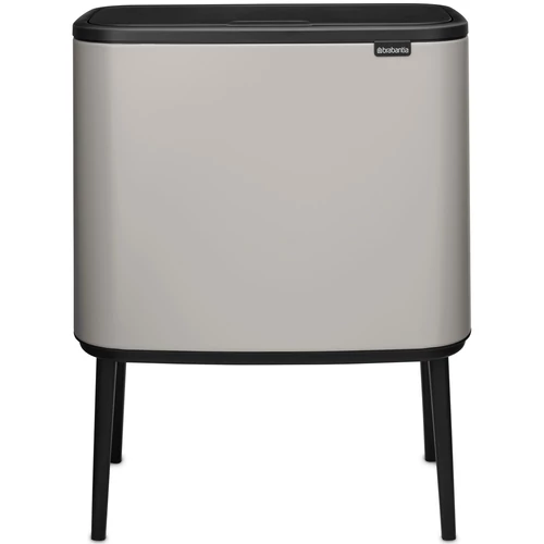 Brabantia Bo Touch Bin nyomófedeles szelektív hulladékgyűjtő, magasított, lábakon álló, műanyag tartály, 11+23L - X+J méret, acél, hamvasszürke - 255007