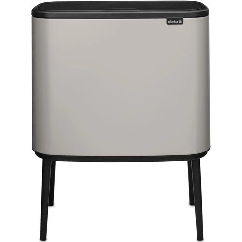 Brabantia Bo Touch Bin nyomófedeles szelektív hulladékgyűjtő, magasított, lábakon álló, műanyag tartály, 3x11L - X méret, acél, hamvasszürke - 255021