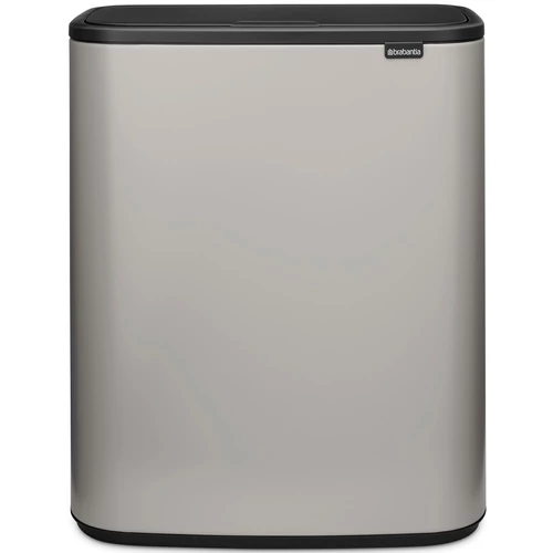 Brabantia Bo Touch Bin nyomófedeles hulladékgyűjtő XXL, padlón álló, műanyag tartály, 2x30L - O méret, acél, hamvasszürke - 255045