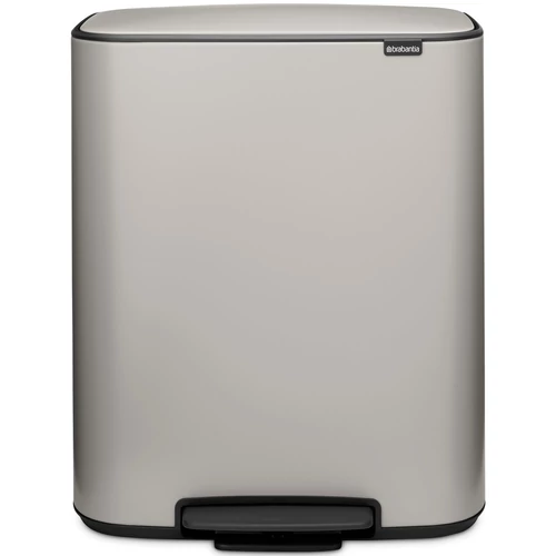 Brabantia Bo Pedal Bin pedálos szelektív hulladékgyűjtő szagmentesen záródó Soft-Close fedél, műanyag tartály, 2x30L - O méret, acél, hamvasszürke - 255069
