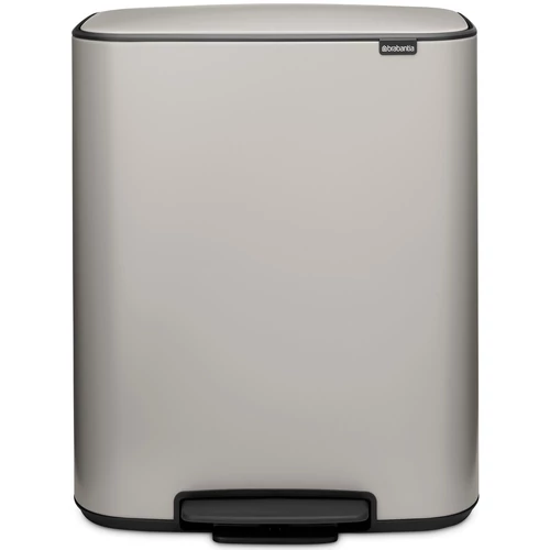 Brabantia Bo Pedal Bin pedálos hulladékgyűjtő szagmentesen záródó Soft-Close fedél, műanyag tartály, 60L - M méret, acél, hamvasszürke - 255083