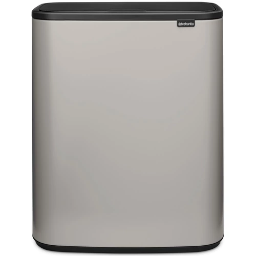 Brabantia Bo Touch Bin nyomófedeles hulladékgyűjtő XXL, padlón álló, műanyag tartály, 60L - M méret, acél, hamvasszürke - 255106