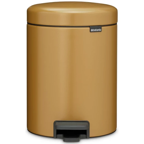 Brabantia NewIcon pedálos hulladékgyűjtő szagmentesen záródó Soft-Close fedél, műanyag tartály, 5L - W méret, acél, meleg tónusú arany - 255120