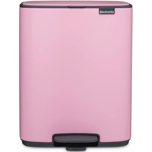 Brabantia Bo Pedal Bin pedálos hulladékgyűjtő szagmentesen záródó Soft-Close fedél, karcsú, négyzetes forma, műanyag tartály, 12L - C méret, acél, rózsaszín-lila - 255380