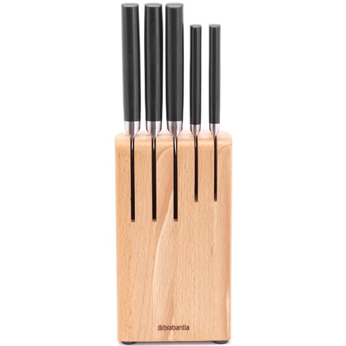 Brabantia Profile Slice & Dice konyhai késtartó blokk, 5db késsel, r.m. acél, bükkfa - 260483