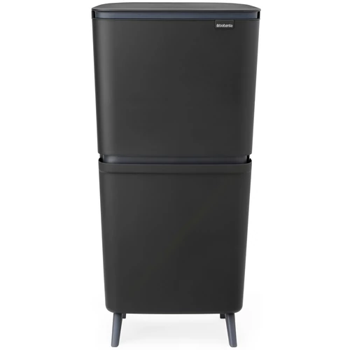 Brabantia SortUp Recycle Bin Hi 2 szintes szelektív hulladékgyűjtő torony lábakon, felhajtható fedéllel, 20+25L - J méret, műanyag, sötétszürke - 275067