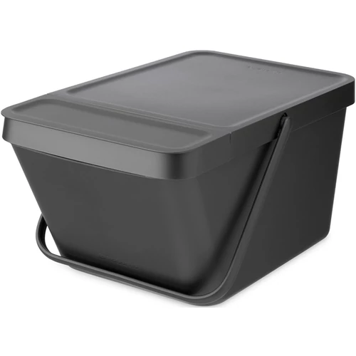Brabantia Sort & Go Stackable Waste Bin halmozható hulladékgyűjtő felnyitható fedéllel, fogantyúval szelektív gyűjtéshez, 20L, sötétszürke - 277726