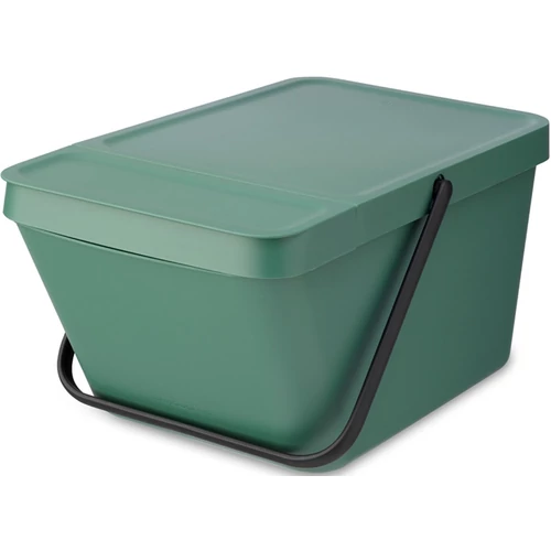 Brabantia Sort & Go Stackable Waste Bin halmozható hulladékgyűjtő felnyitható fedéllel, fogantyúval szelektív gyűjtéshez, 20L, platinazöld - 277740