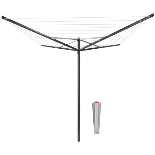Brabantia Rotary Topspinner kerti ruhaszárító 50m, UV-álló, forgatható, D=45mm, rögzítése földbe szúrható fém konzollal, antracit - 290343