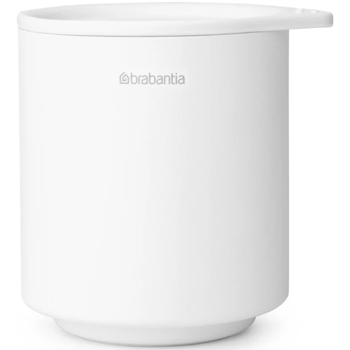 Brabantia MindSet kozmetikai rendszerező, vattakorong tároló szilikon fedéllel, csúszásmentes talppal, acél, szikrázó fehér ásványi textúra - 303302