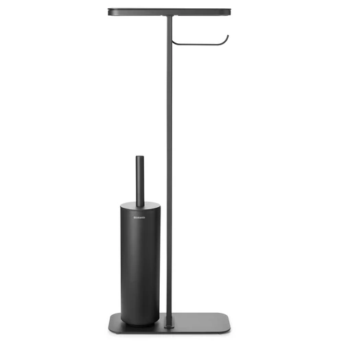 Brabantia MindSet WC-inas - WC-papír tartó állvány polccal, sörtés fejű WC-kefével, acél, határtalan szürke ásványi textúra - 303869