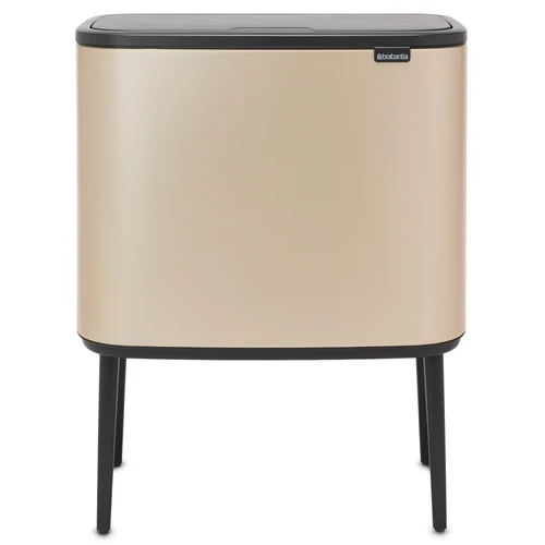 Brabantia Bo Touch Bin nyomófedeles hulladékgyűjtő, magasított, lábakon álló, műanyag tartály, 36L - R méret, acél, aranyfényű - 304583