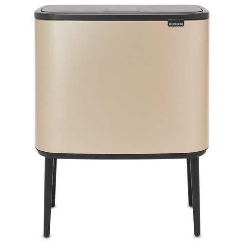 Brabantia Bo Touch Bin nyomófedeles szelektív hulladékgyűjtő, magasított, lábakon álló, műanyag tartály, 11+23L - X+J méret, acél, aranyfényű - 304620