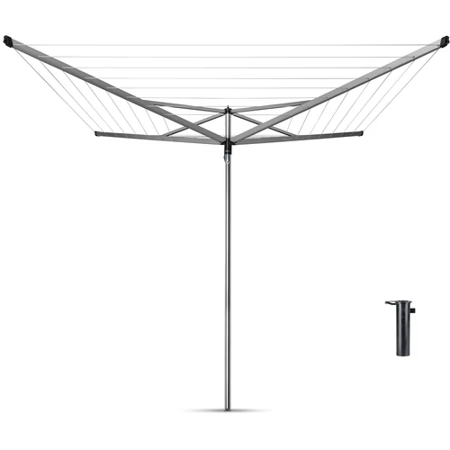 Brabantia Rotary Essential kerti ruhaszárító állvány 40m, UV-álló, D=35mm, betonalapba rögzítendő műanyag konzollal, metál szürke - 310669