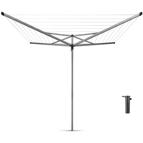 Brabantia Rotary Essential kerti ruhaszárító állvány 50m, UV-álló, D=35mm, betonalapba rögzítendő műanyag konzollal, metál szürke - 310683