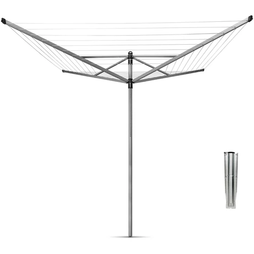 Brabantia Rotary Dryer Lift-O-Matic kerti ruhaszárító 60m, UV-álló, forgatható, D=45mm, állítható magasság, rögzítése földbe szúrható fém konzollal, metál szürke - 311000