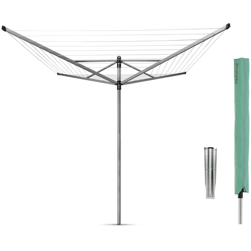 Brabantia Rotary Dryer Lift-O-Matic kerti ruhaszárító 60m, UV-álló, forgatható, D=45mm, állítható magasság, rögzítése földbe szúrható fém konzollal, védőzsákkal, metál szürke - 311048