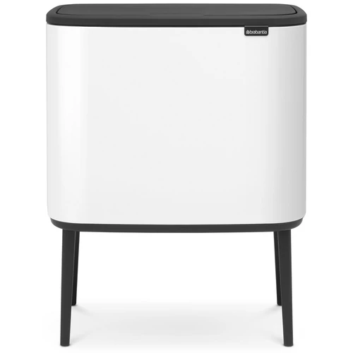 Brabantia Bo Touch Bin nyomófedeles hulladékgyűjtő, magasított, lábakon álló, műanyag tartály, 36L - R méret, acél, fehér - 313509