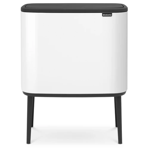 Brabantia Bo Touch Bin nyomófedeles szelektív hulladékgyűjtő, magasított, lábakon álló, műanyag tartály, 11+23L - X+J méret, acél, fehér - 313547