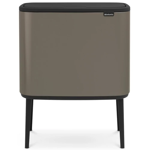 Brabantia Bo Touch Bin nyomófedeles hulladékgyűjtő, magasított, lábakon álló, műanyag tartály, 36L - R méret, acél, platinaszürke - 315787
