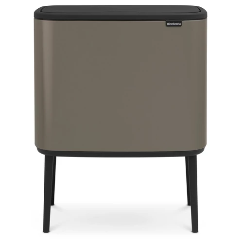 Brabantia Bo Touch Bin nyomófedeles szelektív hulladékgyűjtő, magasított, lábakon álló, műanyag tartály, 11+23L - X+J méret, acél, platinaszürke - 316142