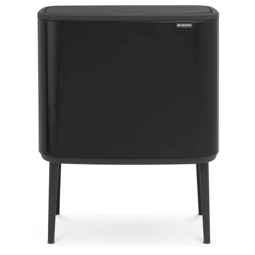 Brabantia Bo Touch Bin nyomófedeles szelektív hulladékgyűjtő, magasított, lábakon álló, műanyag tartály, 11+23L - X+J méret, acél, matt fekete - 316203