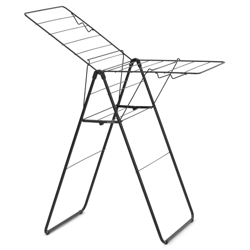 Brabantia HangOn Drying Rack ruhaszárító állvány, 15m szárítási hossz, 4db ruhaakasztó kampó, 12kg teherbírás, összecsukható, acél, matt fekete - 403347