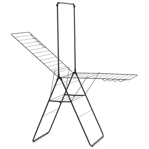 Brabantia HangOn Drying Rack ruhaszárító állvány, 25m szárítási hossz, felhajtható vállfa tartórúddal, 8db ruhaakasztó kampó, 12+10kg teherbírás, összecsukható, acél, matt fekete - 403521