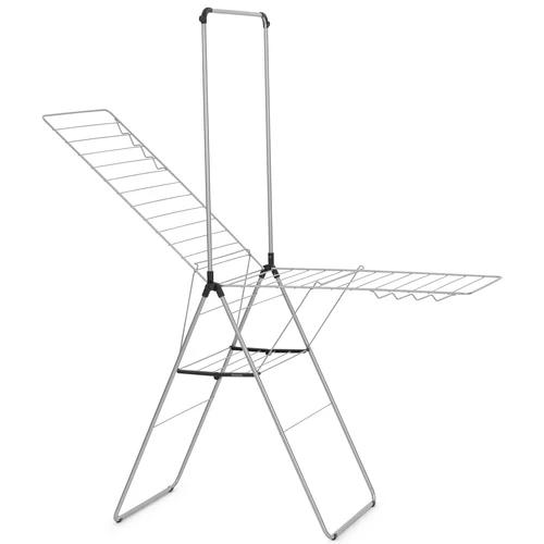 Brabantia HangOn Drying Rack ruhaszárító állvány, 25m szárítási hossz, felhajtható vállfa tartórúddal, 8db ruhaakasztó kampó, 12+10kg teherbírás, összecsukható, acél, metál szürke - 403545