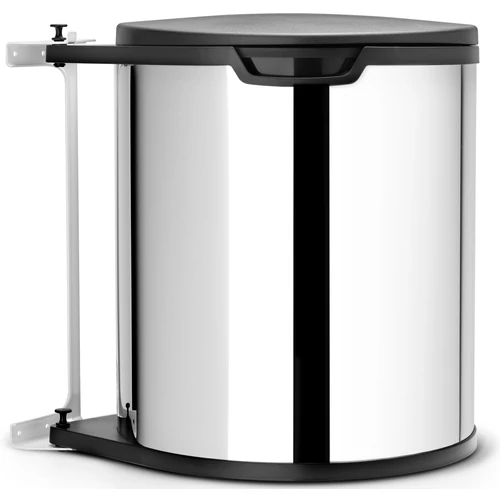 Brabantia Built In Bin beépített szemetes, ajtóra szerelhető, ajtóval együtt nyíló fedéllel, belső műanyag tartállyal, 15L - D méret, r.m. acél, fényes - 418181