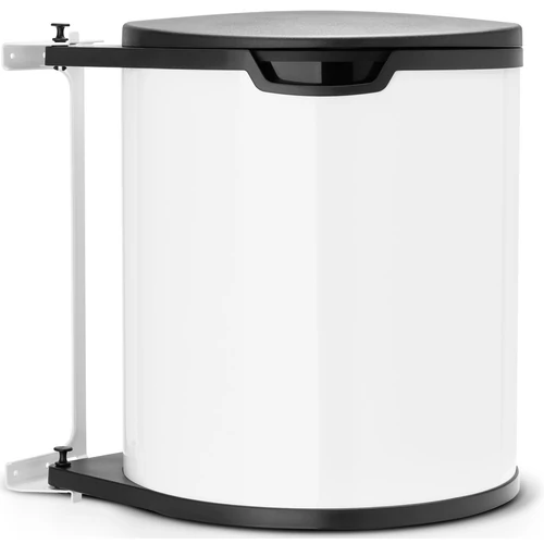Brabantia Built In Bin beépített szemetes, ajtóra szerelhető, ajtóval együtt nyíló fedéllel, belső műanyag tartállyal, 15L - D méret, acél, fehér - 428081