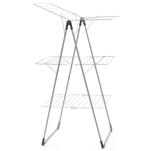 Brabantia Tower Drying Rack 3 szintes ruhaszárító állvány kompakt kialakítással a szűkös helyekre, 23m szárítási hossz, 20kg teherbírás, összecsukható, acél, metál szürke - 476648