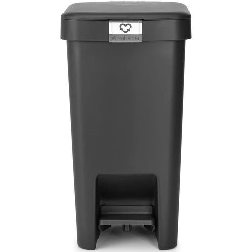 Brabantia StepUp pedálos kuka hulladéktípus jelölő ablakkal, lecsapódásgátló fedél, 10L - C méret, 91% újrahasznosított műanyag, sötétszürke - 800344