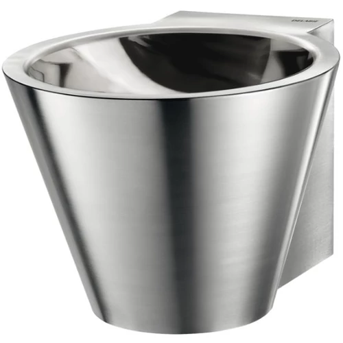 DELABIE MINI BAILA fali, kúp alakú dizájn kézmosó, r.m. acél, dual finish - polírozott medence, selyem test, csapfurat nélkül