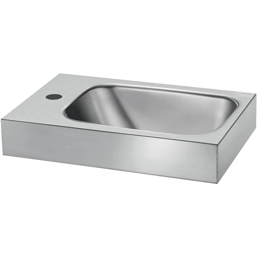 DELABIE LAVANDO WC keskeny r.m. acél fali kézmosó 35mm bal oldali csapfurattal, selyem, 450x300mm