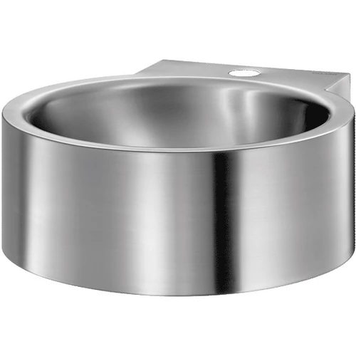 DELABIE REDO r.m. acél fali kerek kézmosó medence szifontakaró nélkül, 35mm csapfurattal, selyem, 1,2 mm