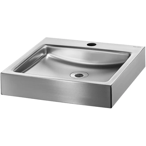 DELABIE UNITO pultra ültetett kézmosókagyló 35mm-es középső csapfurattal, 395x400mm, 1,2mm r.m. acél selyem