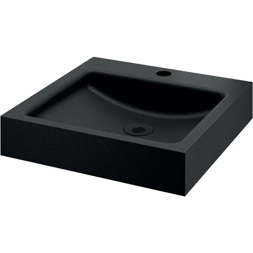 DELABIE UNITO fali kézmosókagyló 35mm-es középső csapfurattal, 395x400mm, 1,2mm r.m. acél, matt fekete Teflon bevonat