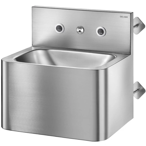 DELABIE TEK TC vandálbiztos kézmosó szervizfolyosós szereléshez, kevert vízre és ivóvízre külön infra érzékelőkkel, hálózati, r. m. acél