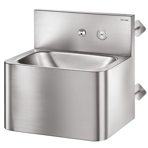 DELABIE TEK TC vandálbiztos kézmosó zárt testtel, fal mögötti szereléshez, nyomógombbal, csapfejjel, r.m. acél